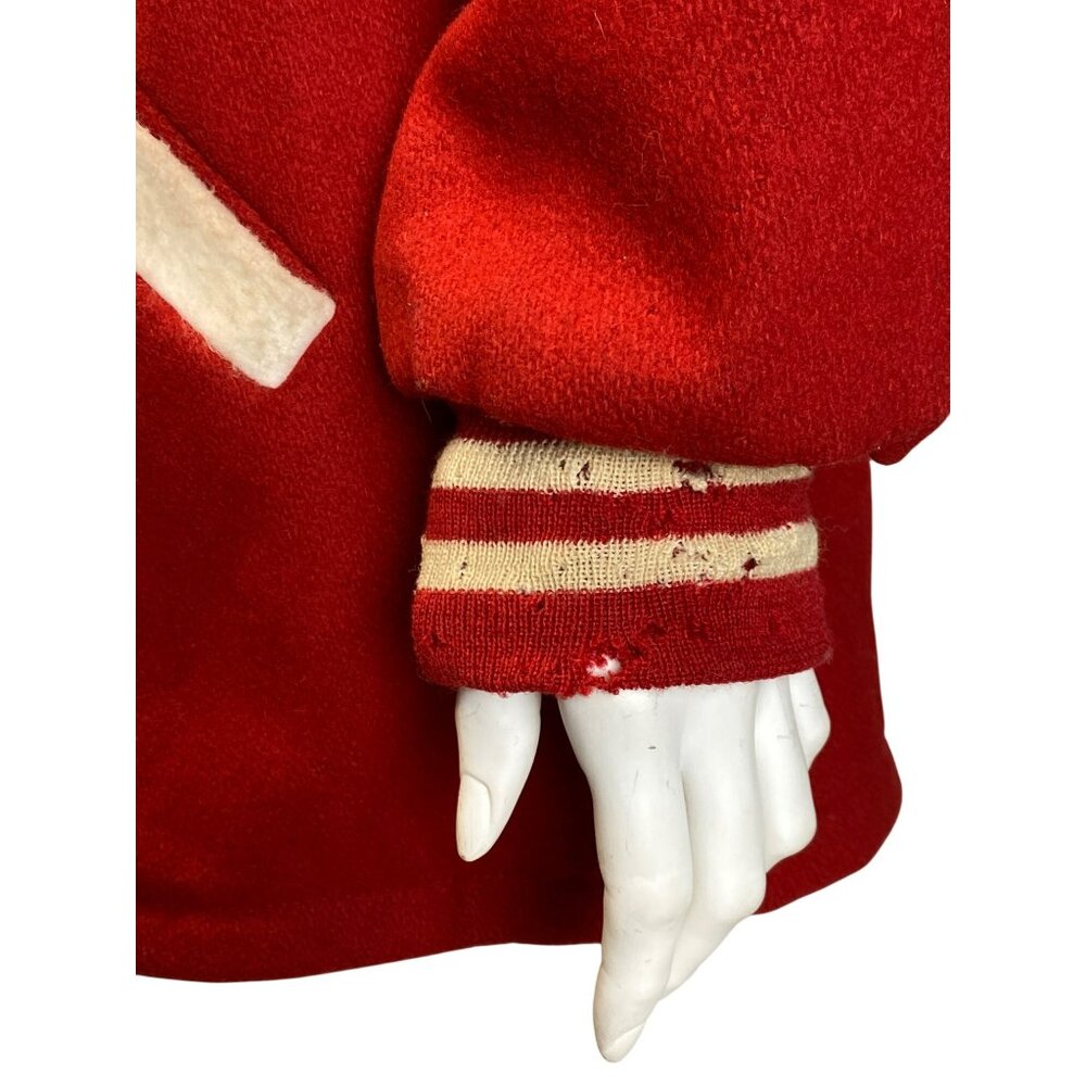 Vintage Red Wool Varsity Jacket Hewitt Golf Size 36 Mens High School Retro - Picture 7 of 11